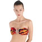 Red  Waves Abstract Series No17 Twist Bandeau Bikini Top