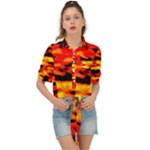 Red  Waves Abstract Series No17 Tie Front Shirt 