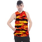 Red  Waves Abstract Series No17 Men s Sleeveless Hoodie