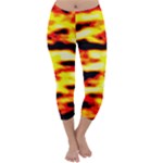 Red  Waves Abstract Series No19 Capri Winter Leggings 