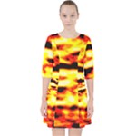Red  Waves Abstract Series No19 Quarter Sleeve Pocket Dress