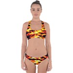 Red  Waves Abstract Series No19 Cross Back Hipster Bikini Set