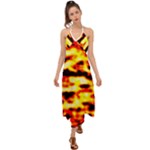 Red  Waves Abstract Series No19 Halter Tie Back Dress 