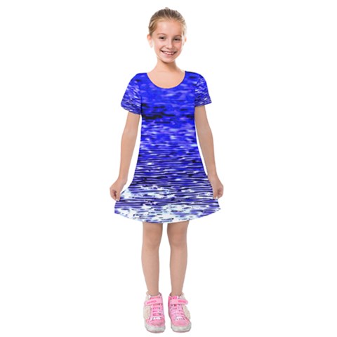 Blue Waves Flow Series 1 Kids  Short Sleeve Velvet Dress from ArtsNow.com