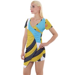 Short Sleeve Asymmetric Mini Dress 