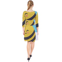 Quarter Sleeve Front Wrap Dress 