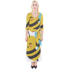Quarter Sleeve Wrap Maxi Dress 