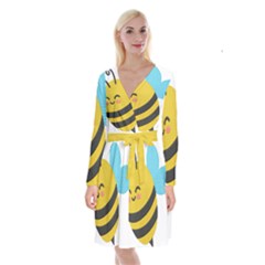 Long Sleeve Velvet Front Wrap Dress 