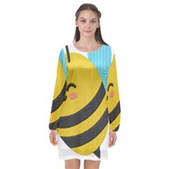 Long Sleeve Chiffon Shift Dress  