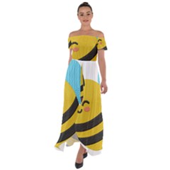 Off Shoulder Open Front Chiffon Dress 