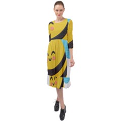 Ruffle End Midi Chiffon Dress 