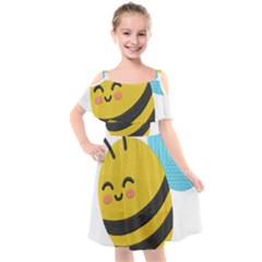 Kids  Cut Out Shoulders Chiffon Dress 
