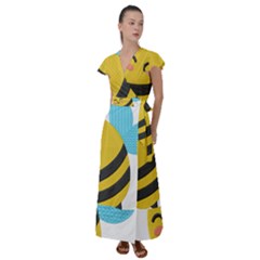 Flutter Sleeve Maxi Dress 
