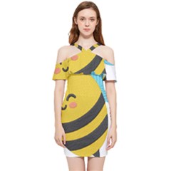 Shoulder Frill Bodycon Summer Dress 
