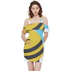 Shoulder Frill Bodycon Summer Dress 
