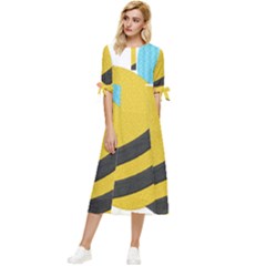 Bow Sleeve Chiffon Midi Dress 