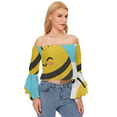 Off Shoulder Flutter Bell Sleeve Top 