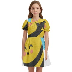 Kids  Bow Tie Puff Sleeve Dress 