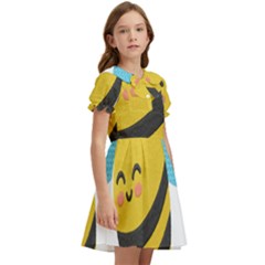 Kids  Bow Tie Puff Sleeve Dress 