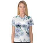 Floral pattern V-Neck Sport Mesh Tee