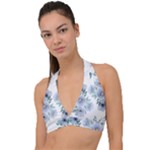 Floral pattern Halter Plunge Bikini Top