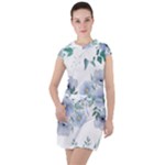 Floral pattern Drawstring Hooded Dress