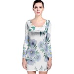 Floral pattern Long Sleeve Velvet Bodycon Dress