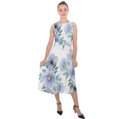 Midi Tie-Back Chiffon Dress 