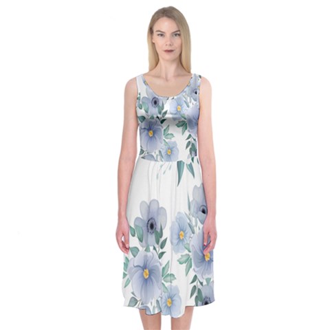 Floral pattern Midi Sleeveless Dress from ArtsNow.com