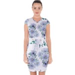 Floral pattern Capsleeve Drawstring Dress 