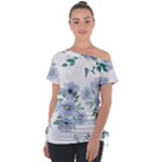 Floral pattern Off Shoulder Tie-Up Tee