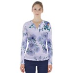 Floral pattern V-Neck Long Sleeve Top