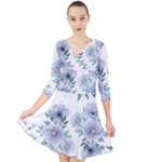 Floral pattern Quarter Sleeve Front Wrap Dress