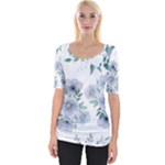 Floral pattern Wide Neckline Tee