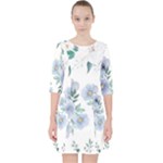 Floral pattern Quarter Sleeve Pocket Dress