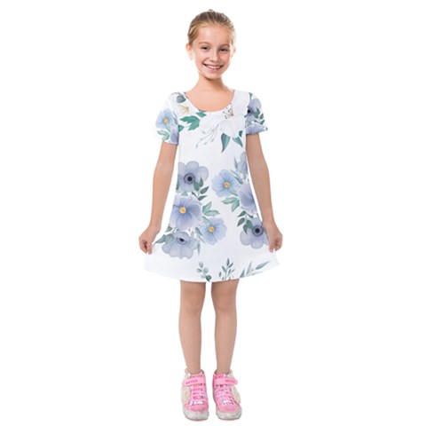 Floral pattern Kids  Short Sleeve Velvet Dress from ArtsNow.com