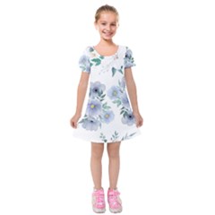 Floral pattern Kids  Short Sleeve Velvet Dress from ArtsNow.com