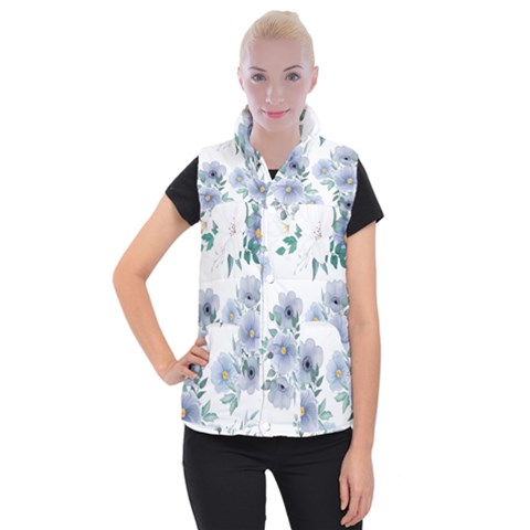 Floral pattern Women s Button Up Vest from ArtsNow.com