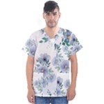 Floral pattern Men s V-Neck Scrub Top