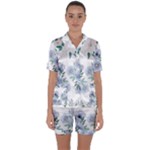 Floral pattern Satin Short Sleeve Pajamas Set