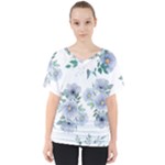 Floral pattern V-Neck Dolman Drape Top