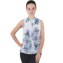 Mock Neck Chiffon Sleeveless Top 