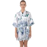 Floral pattern Half Sleeve Satin Kimono 