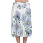 Floral pattern Velvet Flared Midi Skirt