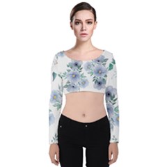 Velvet Long Sleeve Crop Top 