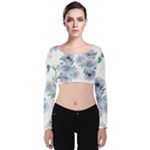 Floral pattern Velvet Long Sleeve Crop Top