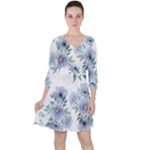 Floral pattern Quarter Sleeve Ruffle Waist Dress