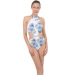 Floral pattern Halter Side Cut Swimsuit