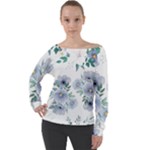 Floral pattern Off Shoulder Long Sleeve Velour Top