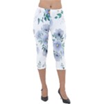 Floral pattern Lightweight Velour Capri Leggings 